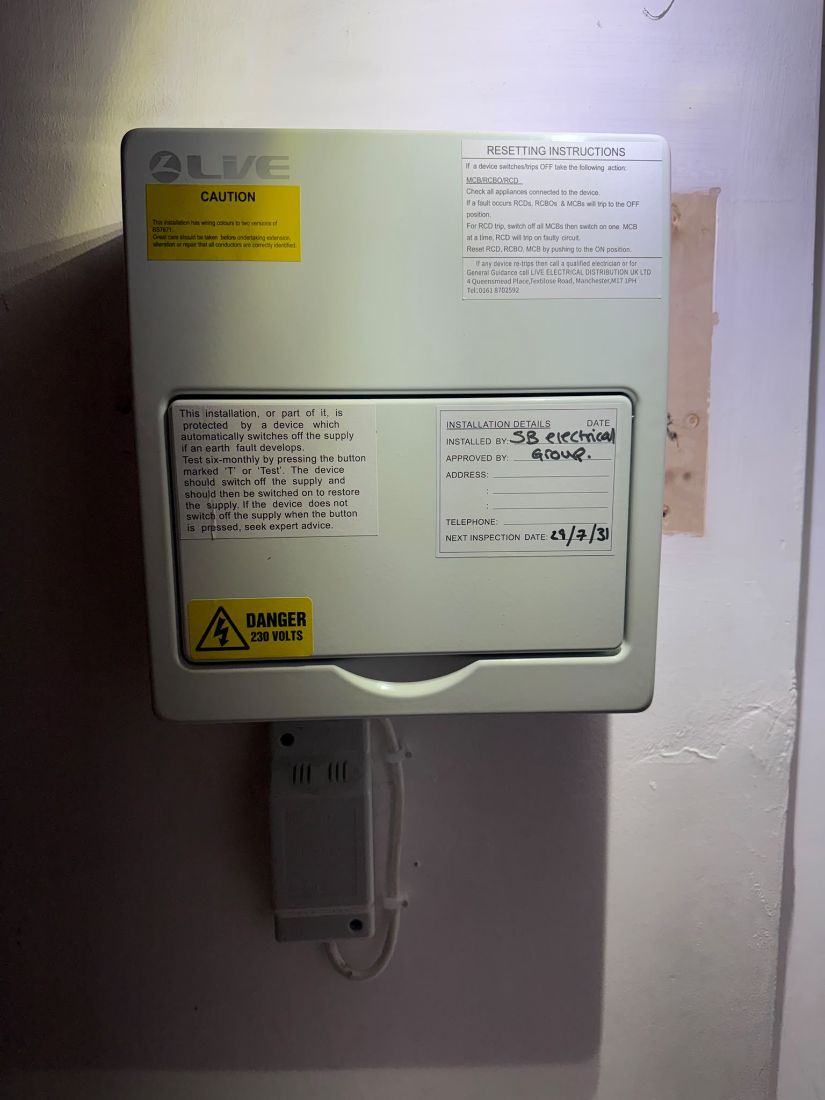 Consumer unit closed up and labelled after EICR remedial work